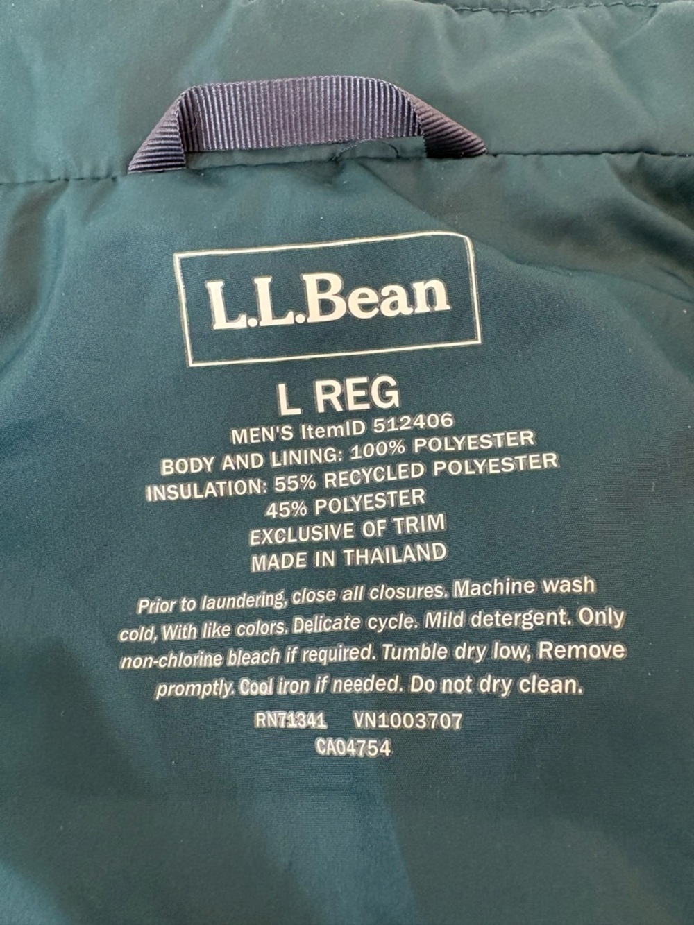 L.L. Bean Men's Mountain Classic Puffer Jacket Colorblock Navy Marine Blue Large - Picture 2 of 8